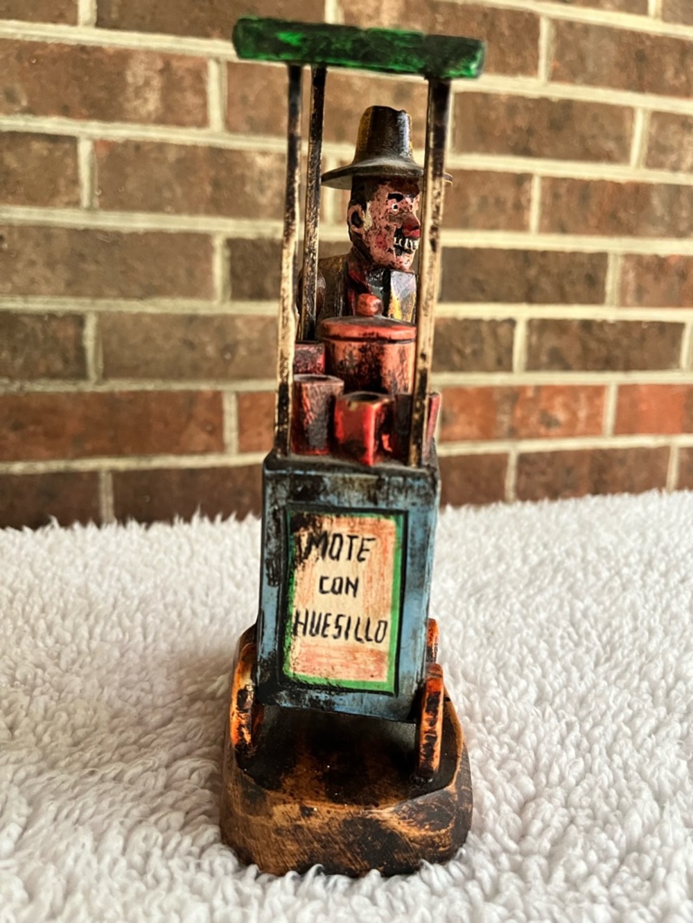 Vintage Chilean Folk Art Sculpture  Hand Made Depicting Street Vendor Unique